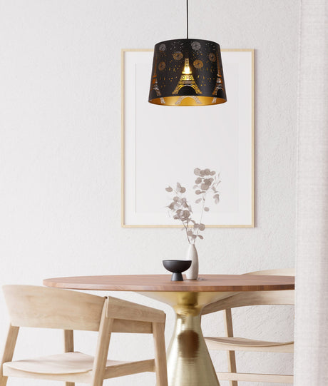 PENSHADE: Interior Slanted with Eiffel Tower Pattern Laser Cut Pendant Lights (Black/ White)