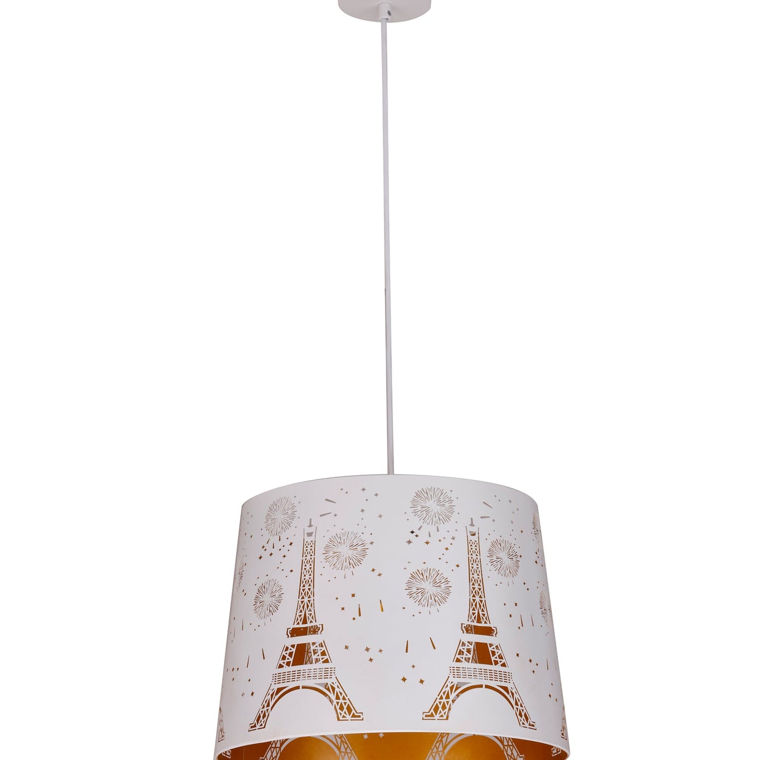 PENSHADE: Interior Slanted with Eiffel Tower Pattern Laser Cut Pendant Lights (Black/ White)