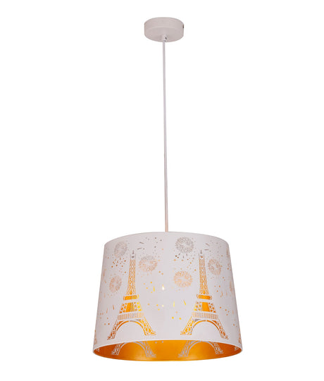 PENSHADE: Interior Slanted with Eiffel Tower Pattern Laser Cut Pendant Lights (Black/ White)