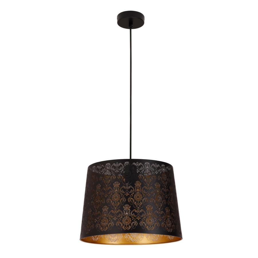 PENSHADE: Interior Slanted with Fleur Tower Pattern Laser Cut Pendant Lights (Black/ White)