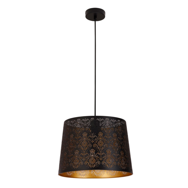 PENSHADE: Interior Slanted with Fleur Tower Pattern Laser Cut Pendant Lights (Black/ White)