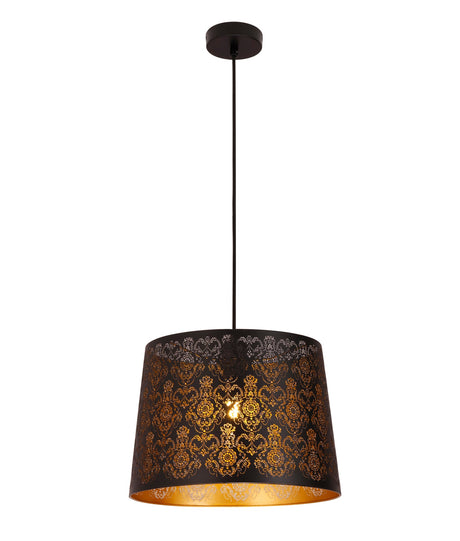 PENSHADE: Interior Slanted with Fleur Tower Pattern Laser Cut Pendant Lights (Black/ White)