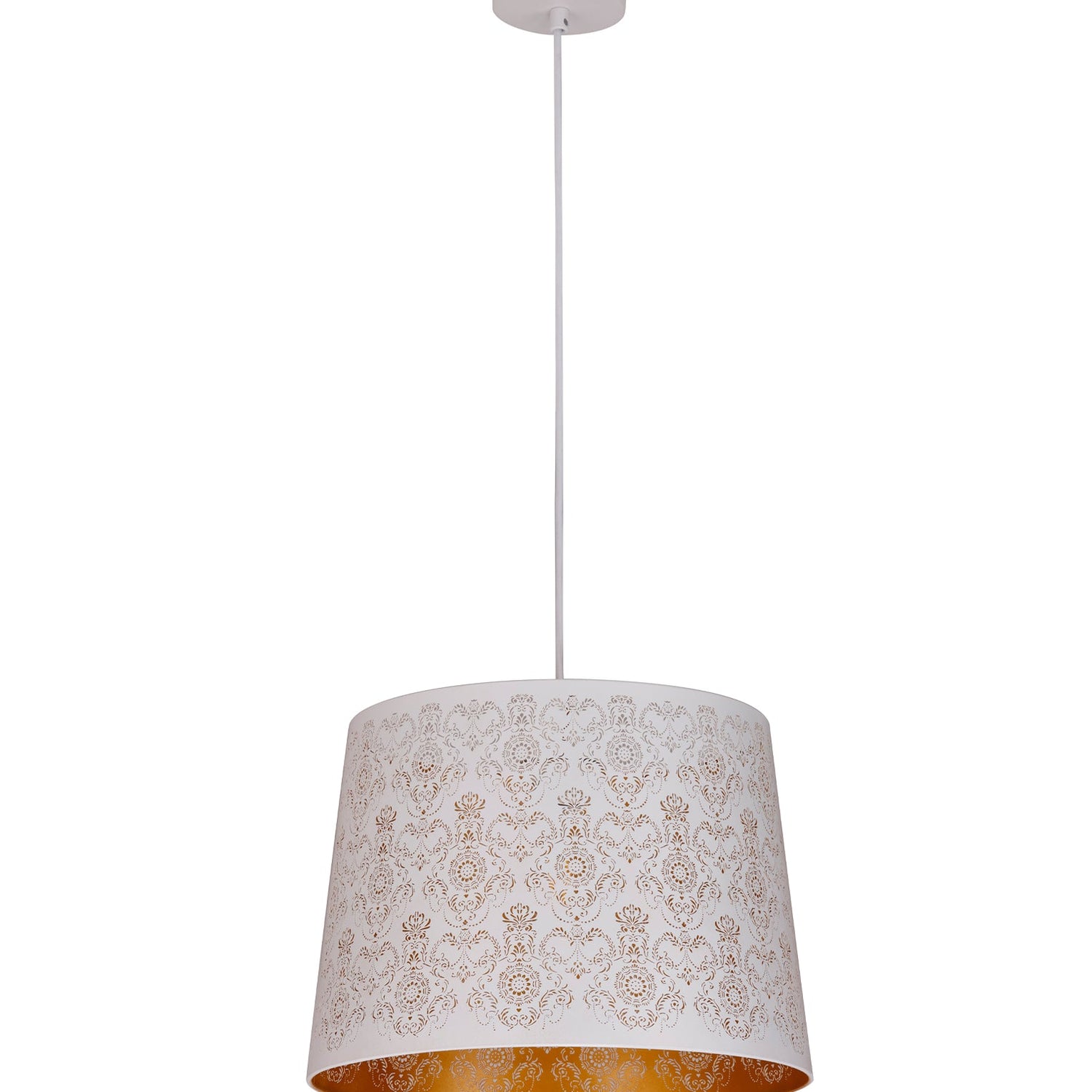 PENSHADE: Interior Slanted with Fleur Tower Pattern Laser Cut Pendant Lights (Black/ White)