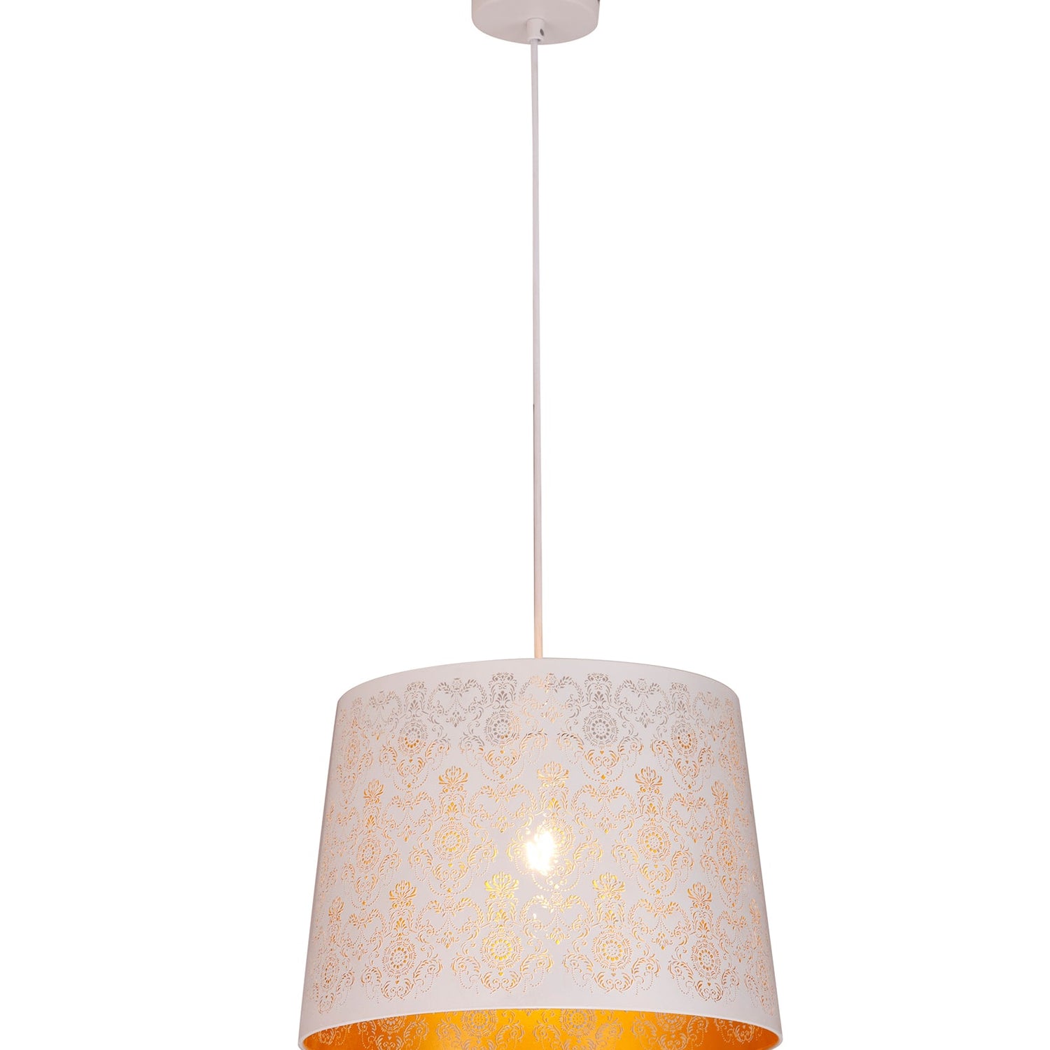 PENSHADE: Interior Slanted with Fleur Tower Pattern Laser Cut Pendant Lights (Black/ White)