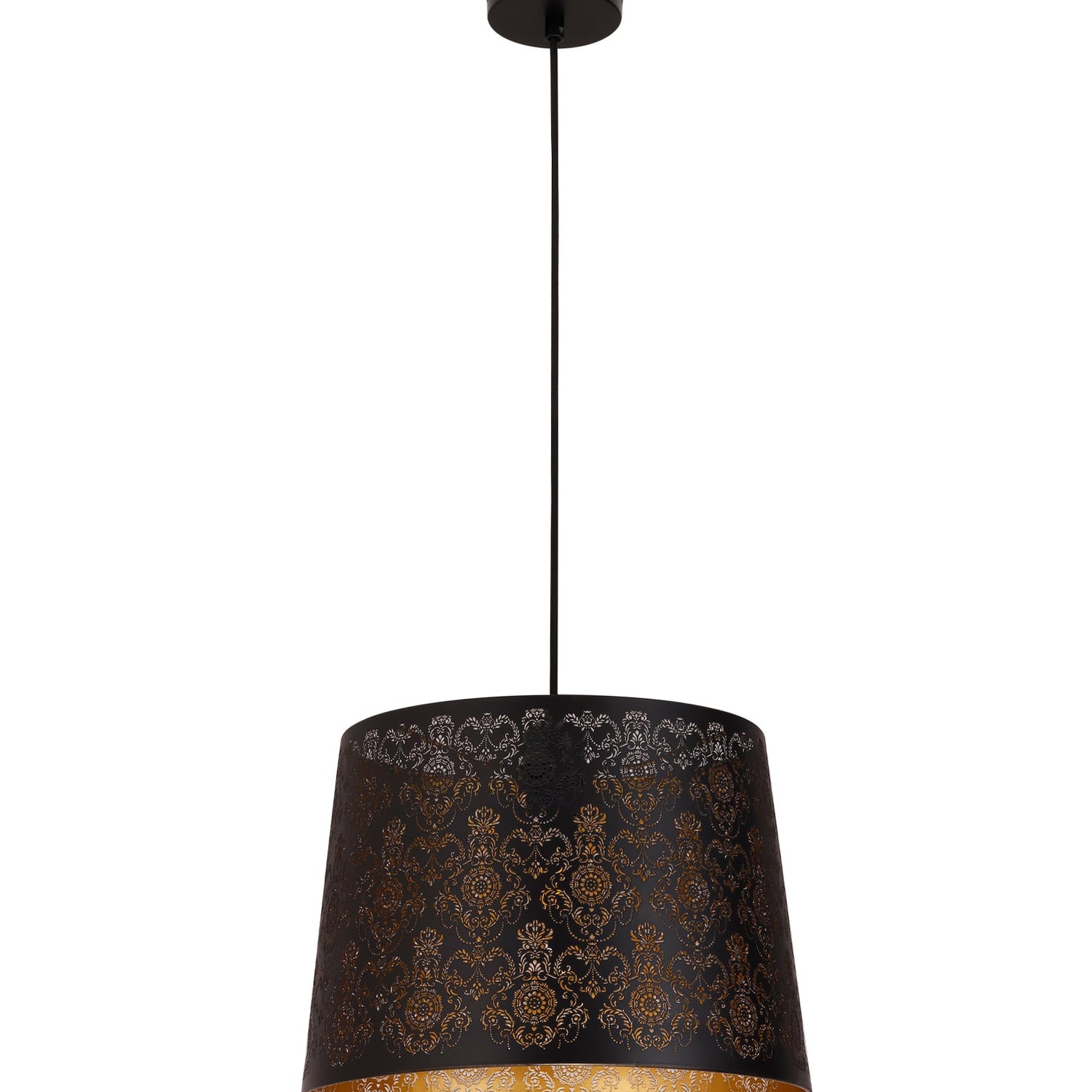 PENSHADE: Interior Slanted with Fleur Tower Pattern Laser Cut Pendant Lights (Black/ White)