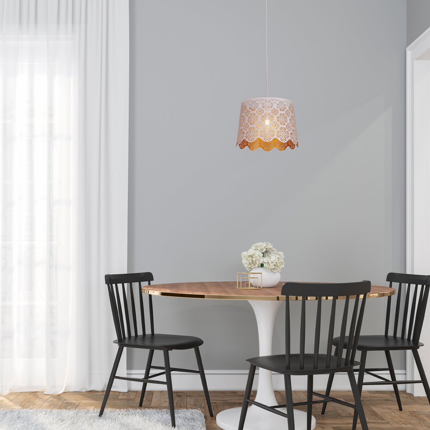 PENSHADE: Interior Slanted with Flower Pattern Laser Cut Pendant Lights