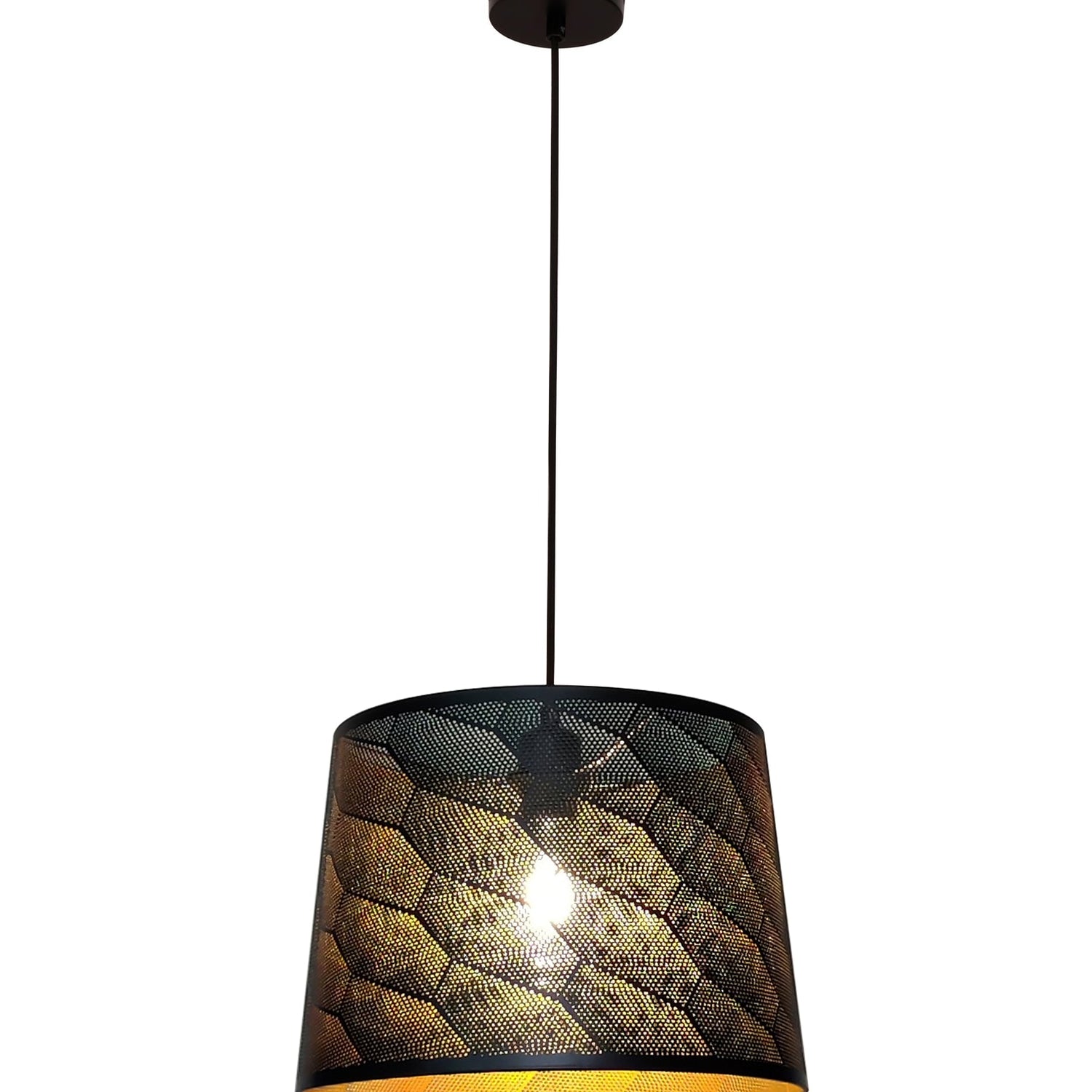 PENSHADE: Interior Slanted with Honeycomb Pattern Laser Cut Pendant Lights (Black/ White)