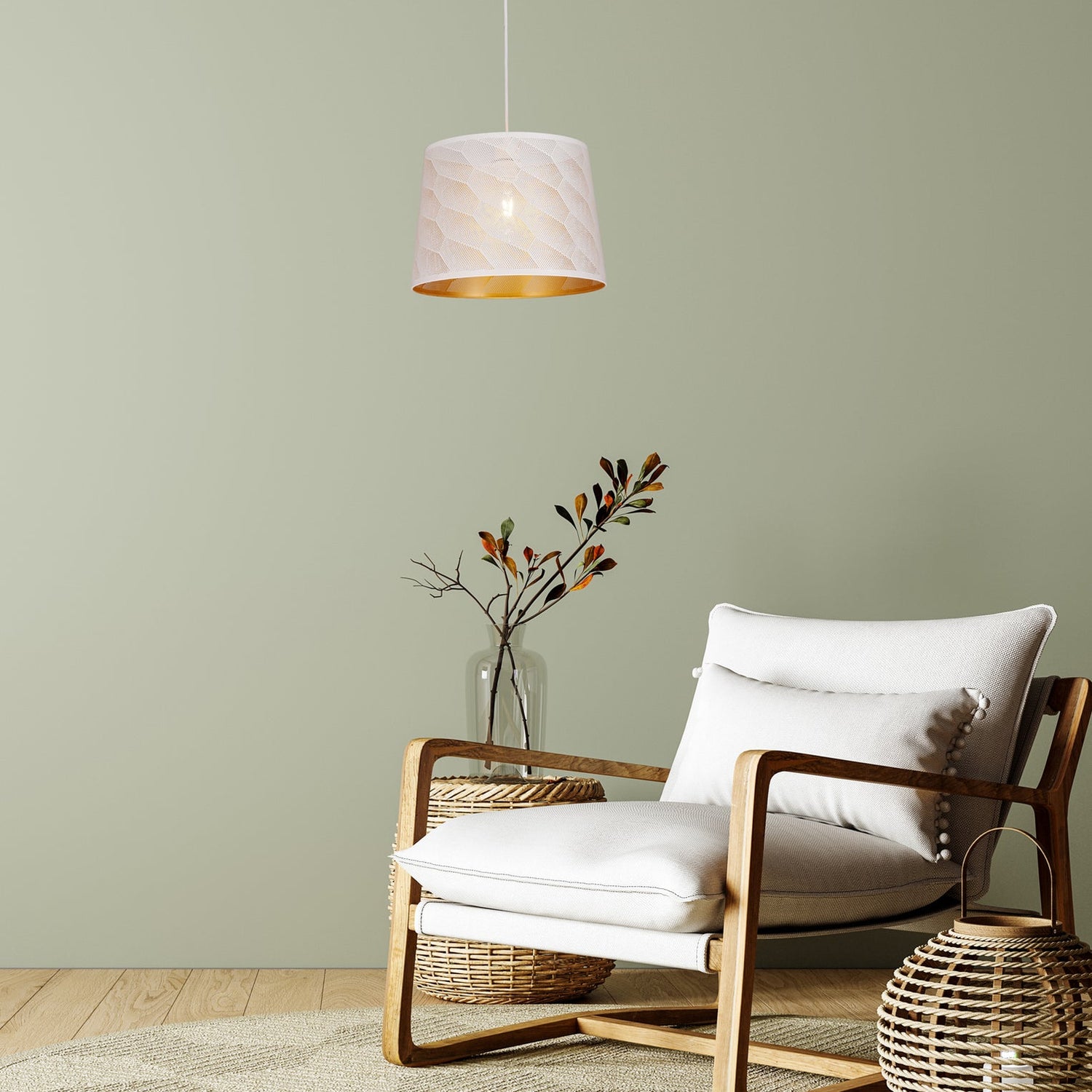 PENSHADE: Interior Slanted with Honeycomb Pattern Laser Cut Pendant Lights (Black/ White)