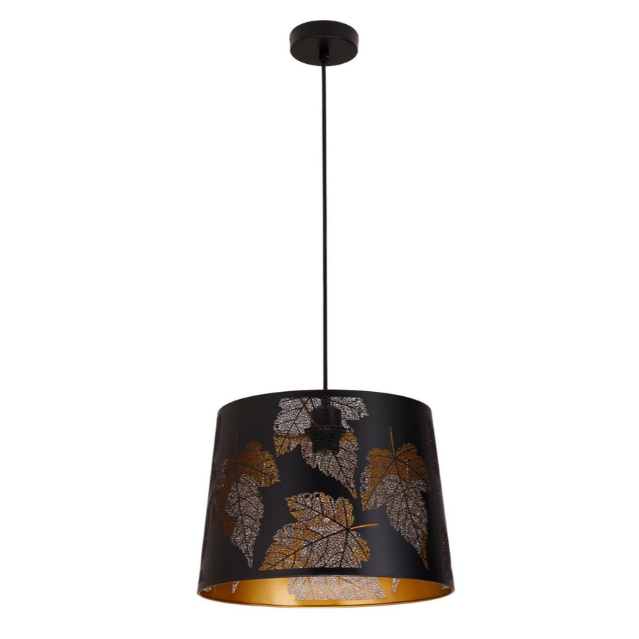 PENSHADE: Interior Slanted with Maple Leaf Pattern Laser Cut Pendant Lights (Black/ White)