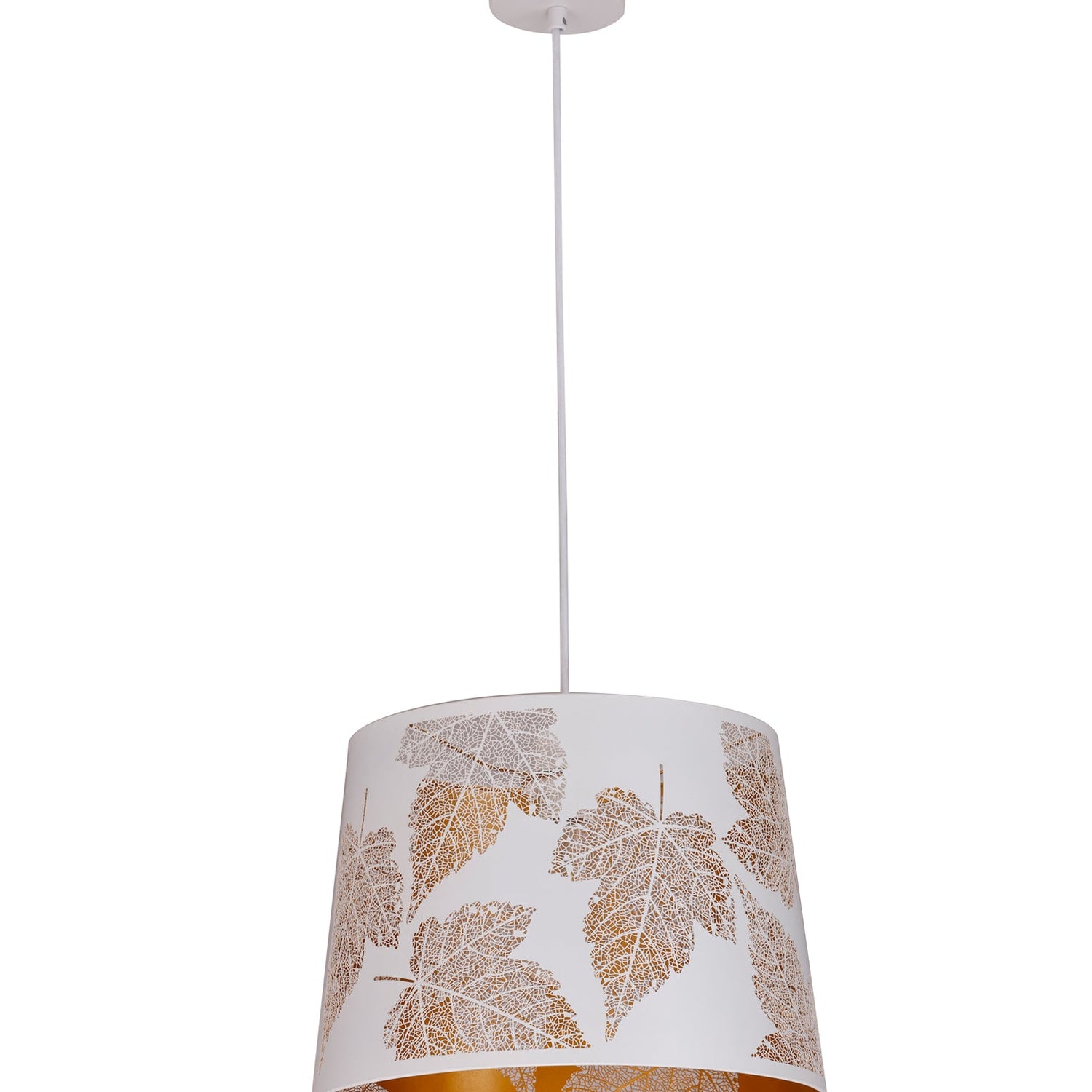 PENSHADE: Interior Slanted with Maple Leaf Pattern Laser Cut Pendant Lights (Black/ White)