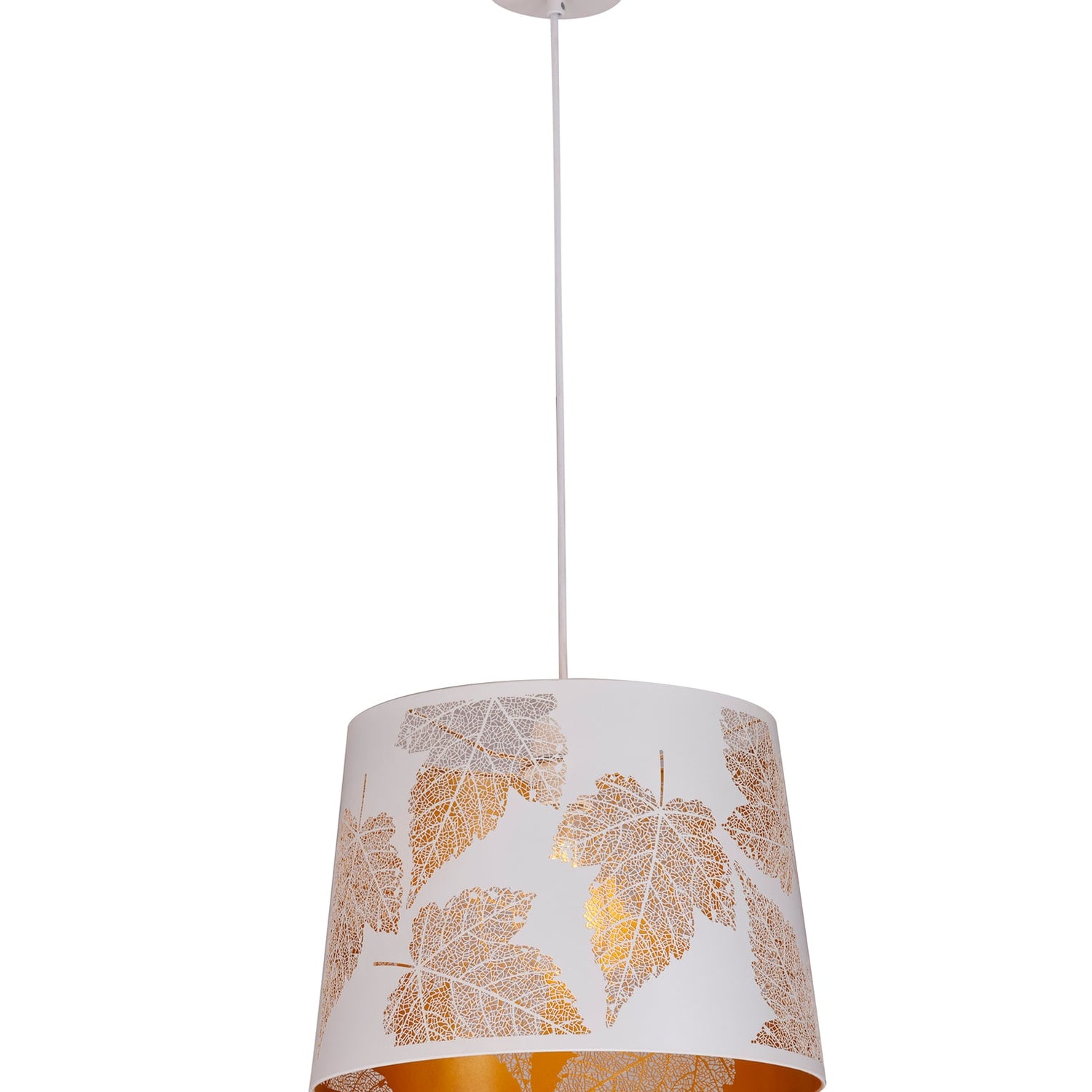 PENSHADE: Interior Slanted with Maple Leaf Pattern Laser Cut Pendant Lights (Black/ White)