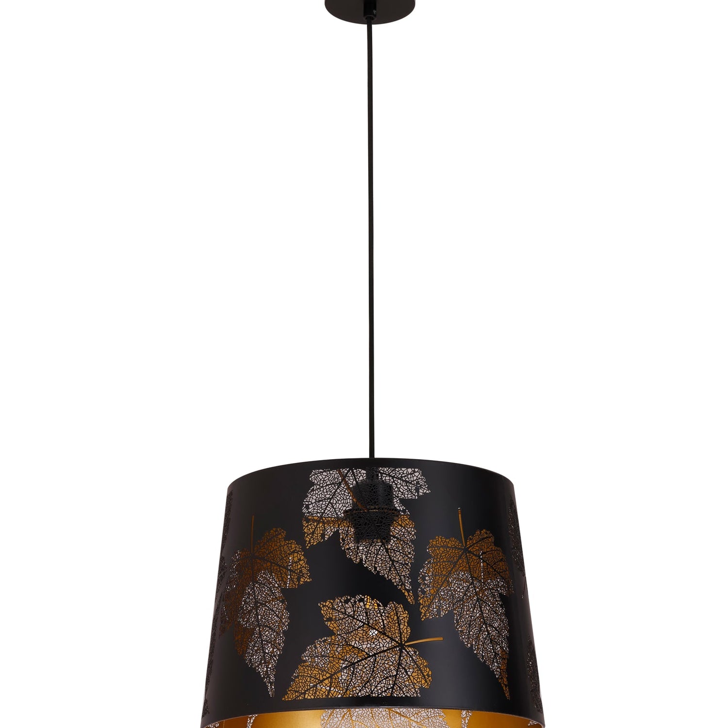 PENSHADE: Interior Slanted with Maple Leaf Pattern Laser Cut Pendant Lights (Black/ White)