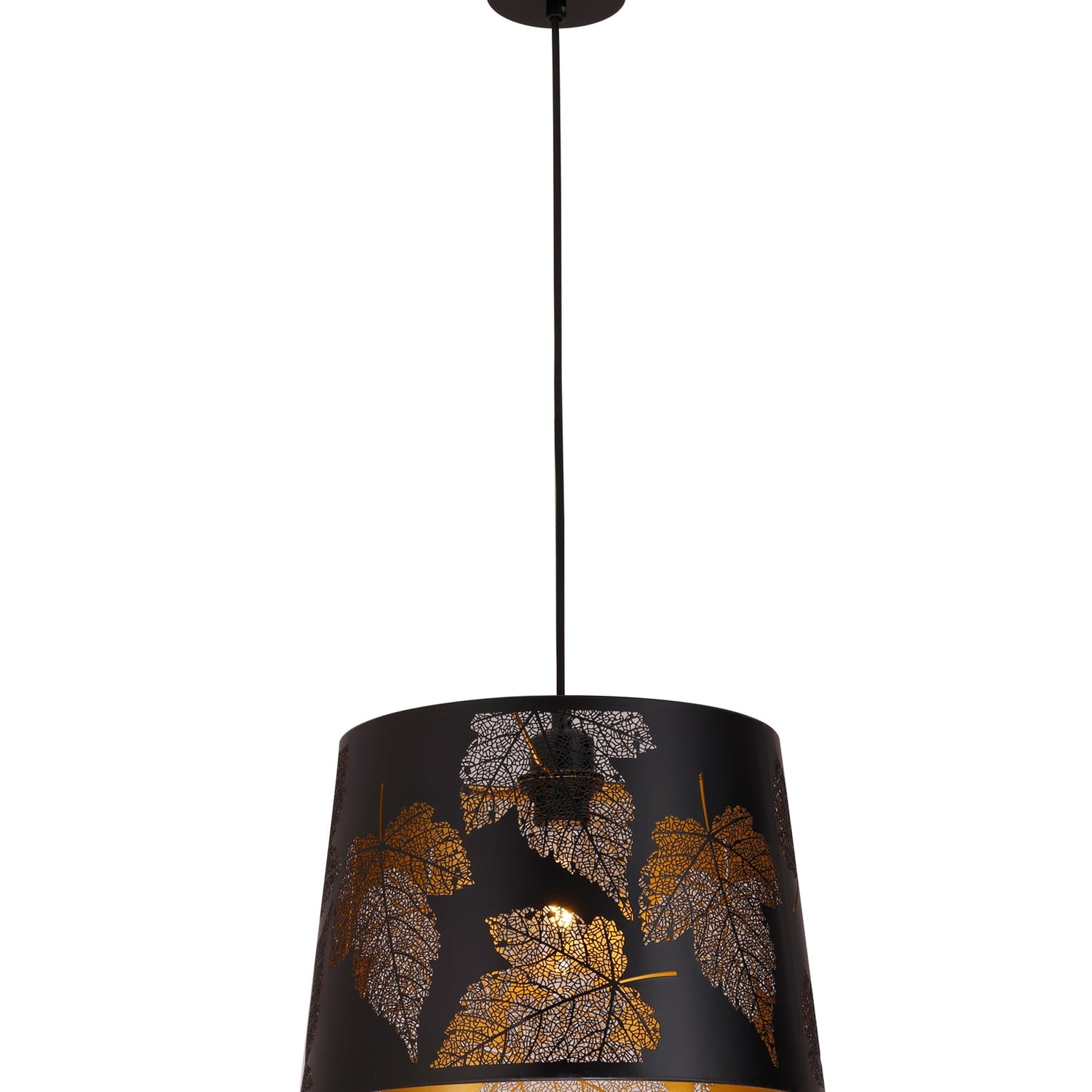 PENSHADE: Interior Slanted with Maple Leaf Pattern Laser Cut Pendant Lights (Black/ White)