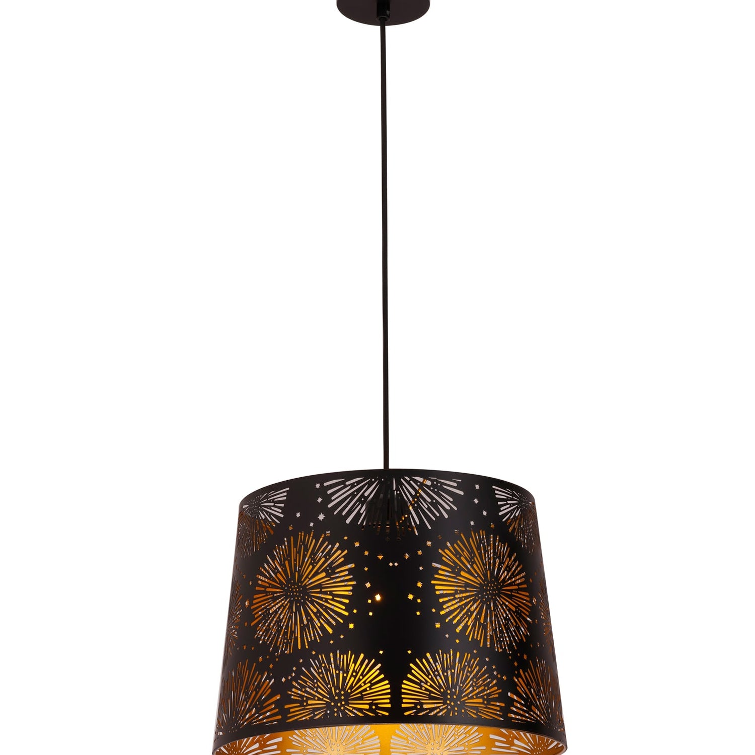 PENSHADE: Interior Slanted with Starburst Tower Pattern Laser Cut Pendant Lights (Black/ White)