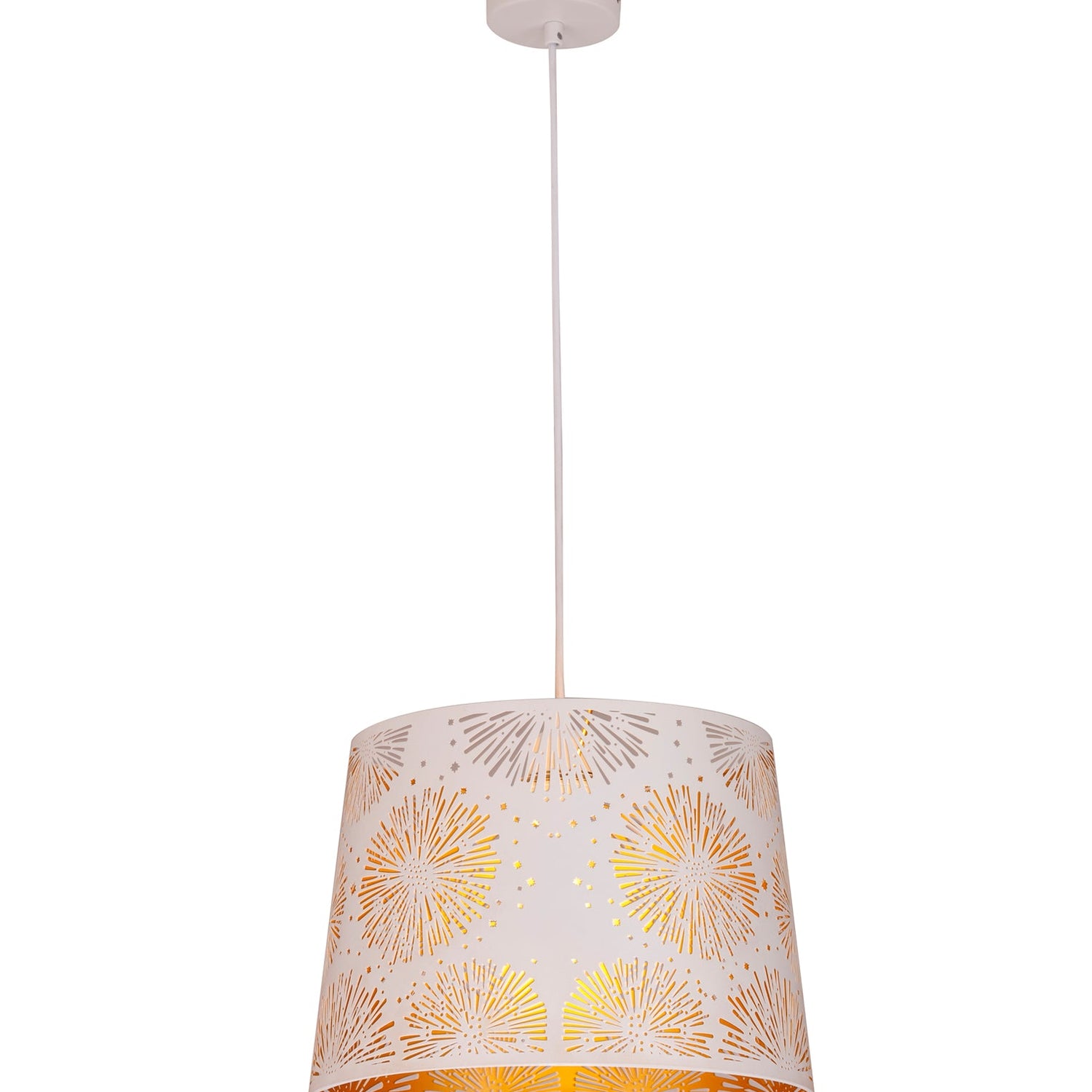 PENSHADE: Interior Slanted with Starburst Tower Pattern Laser Cut Pendant Lights (Black/ White)