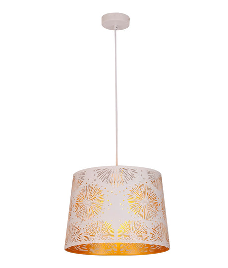 PENSHADE: Interior Slanted with Starburst Tower Pattern Laser Cut Pendant Lights (Black/ White)