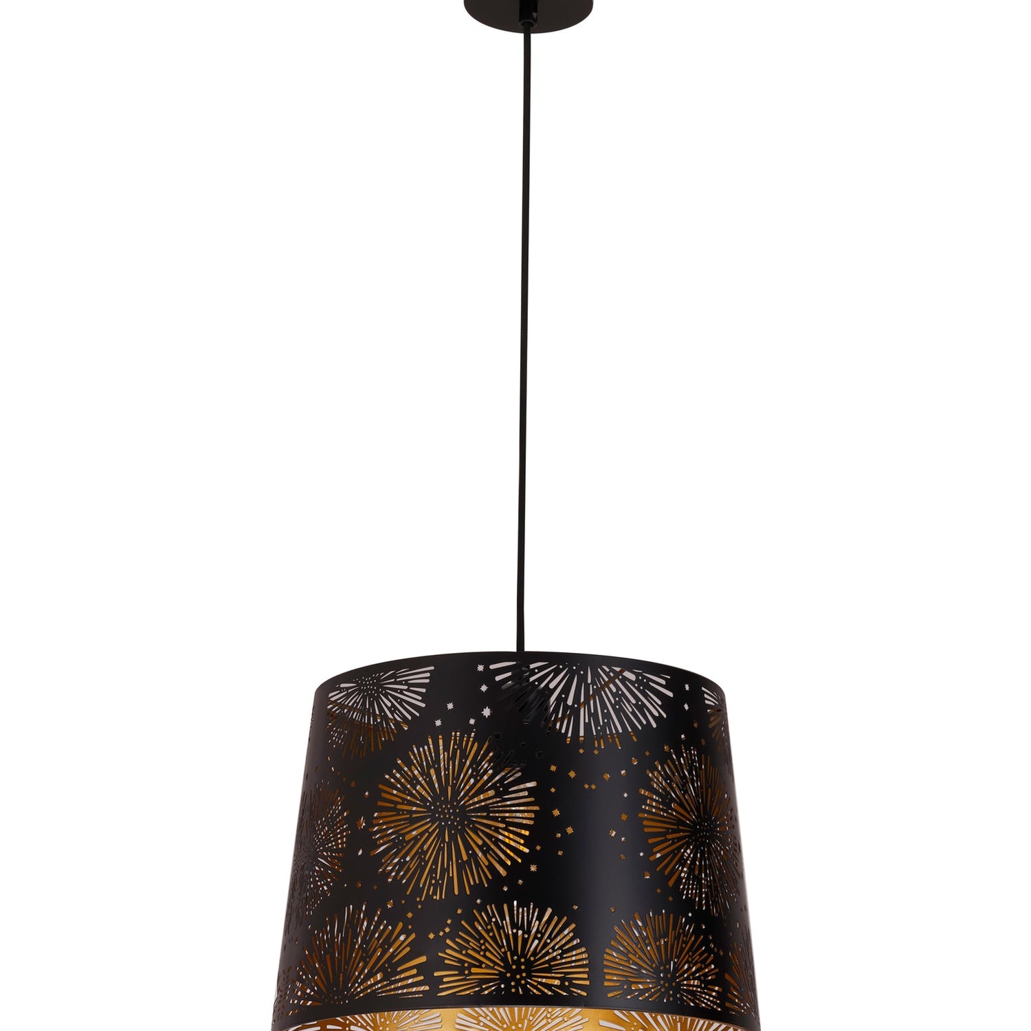 PENSHADE: Interior Slanted with Starburst Tower Pattern Laser Cut Pendant Lights (Black/ White)