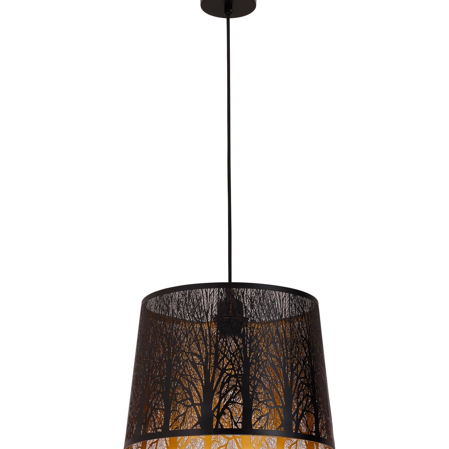 PENSHADE: Interior Slanted with Tree Pattern Laser Cut Pendant Lights (Black/ White)