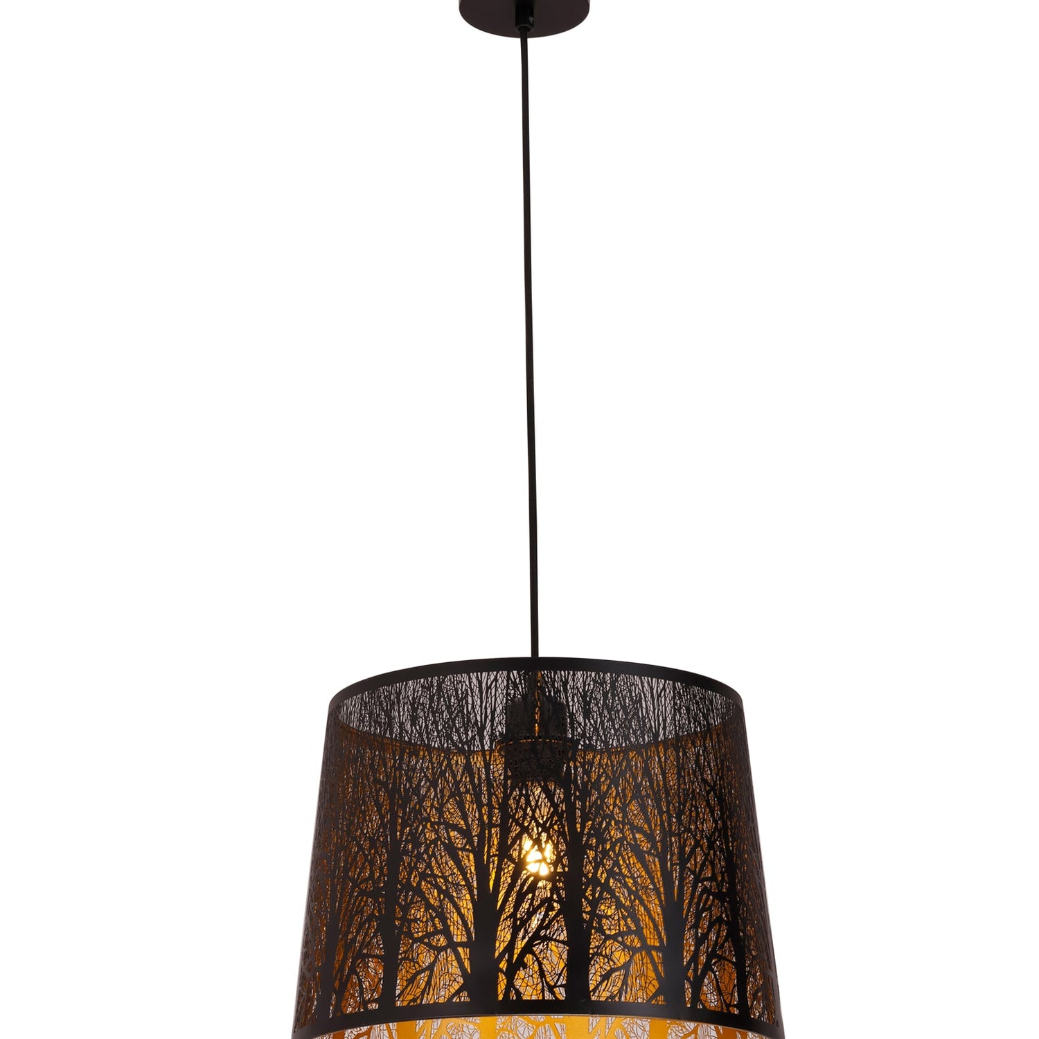 PENSHADE: Interior Slanted with Tree Pattern Laser Cut Pendant Lights (Black/ White)