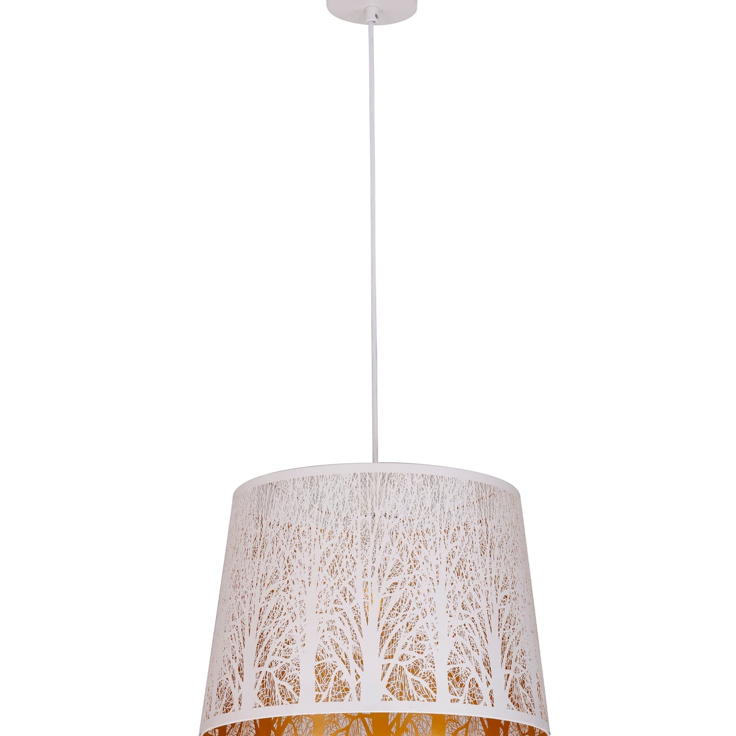 PENSHADE: Interior Slanted with Tree Pattern Laser Cut Pendant Lights (Black/ White)