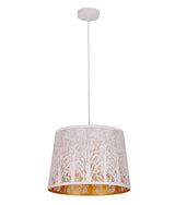 PENSHADE: Interior Slanted with Tree Pattern Laser Cut Pendant Lights (Black/ White)