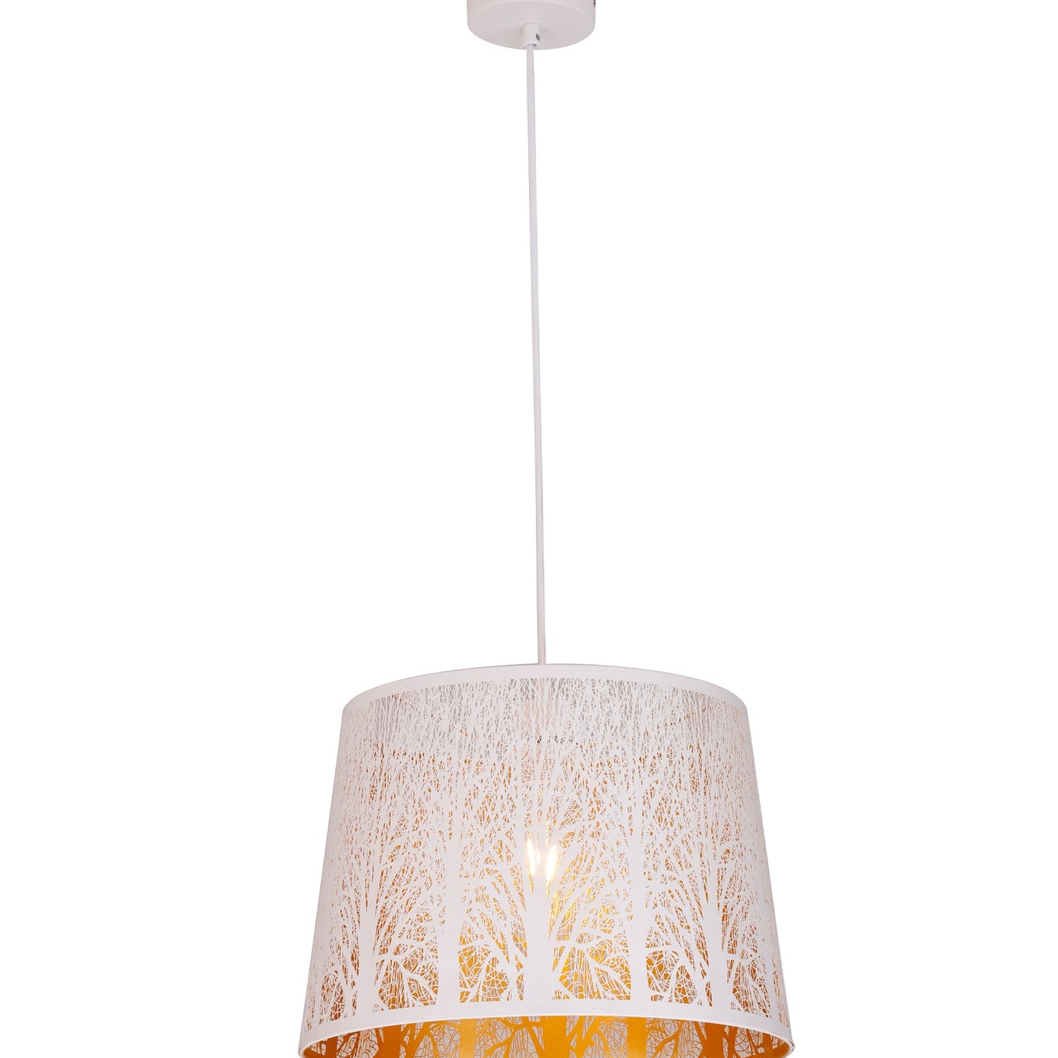 PENSHADE: Interior Slanted with Tree Pattern Laser Cut Pendant Lights (Black/ White)