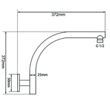 Pentro Wall Mounted Shower Arm - Brushed Brass Technical Drawing