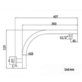 PAVIA Swivel Gooseneck Shower Arm - Matte Black