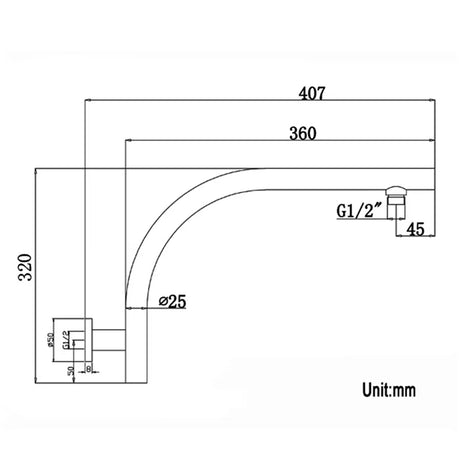 PAVIA Swivel Gooseneck Shower Arm - Matte Black