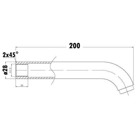 Yale L-Cylinda Bath Spout 200mm - Matte Black