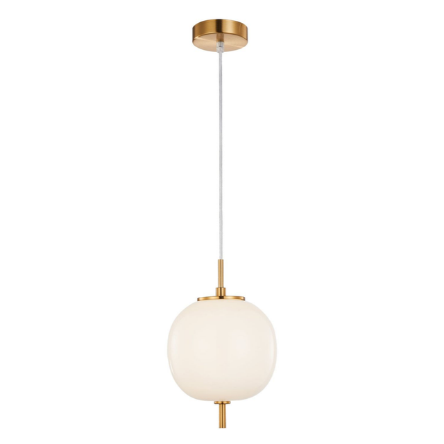 PINO: Interior Opal Matte / Smokey Black Mirror Finish Glass Round Pendant Lights