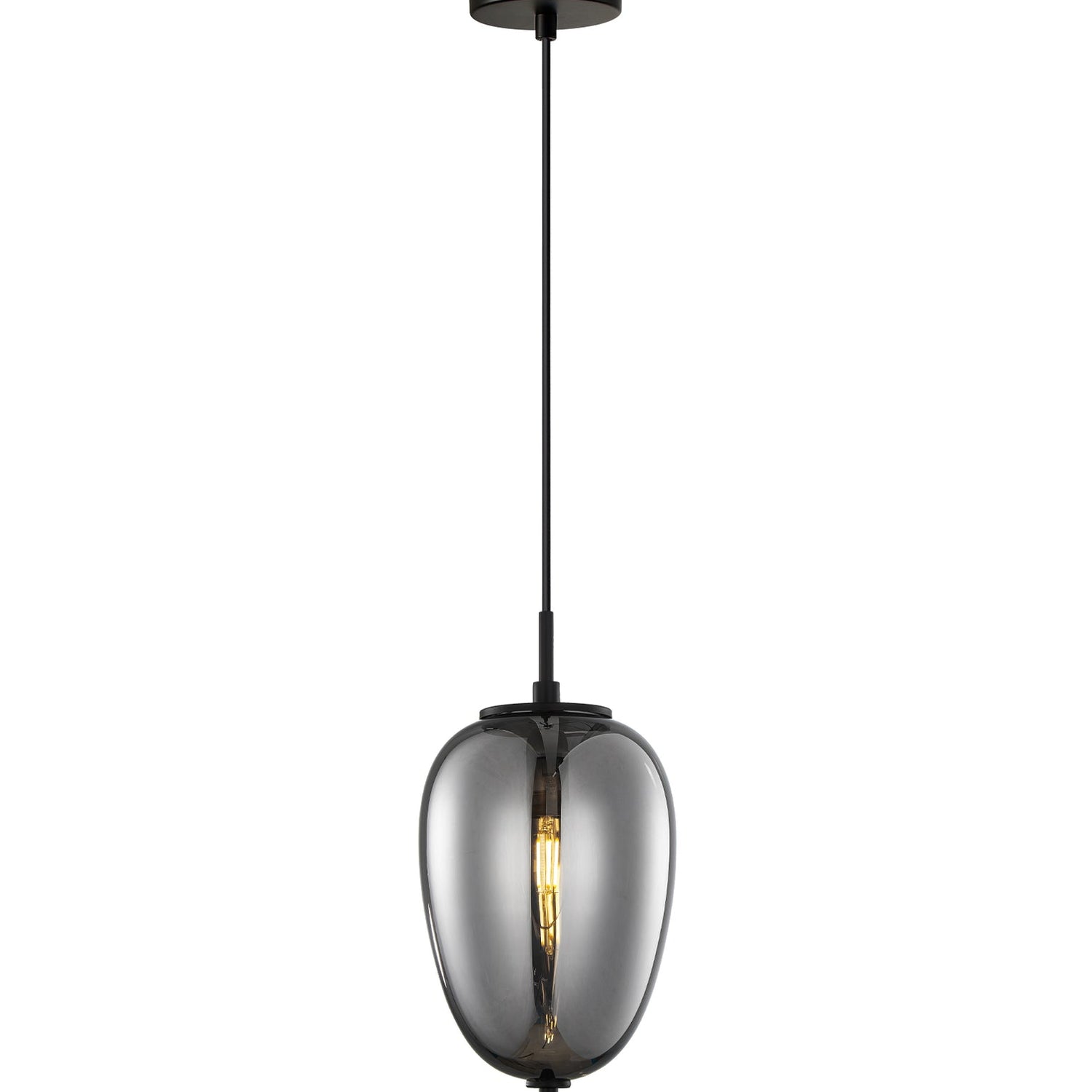 PINO: Interior Opal Matte / Smokey Black Mirror Finish Glass Oval Pendant Lights