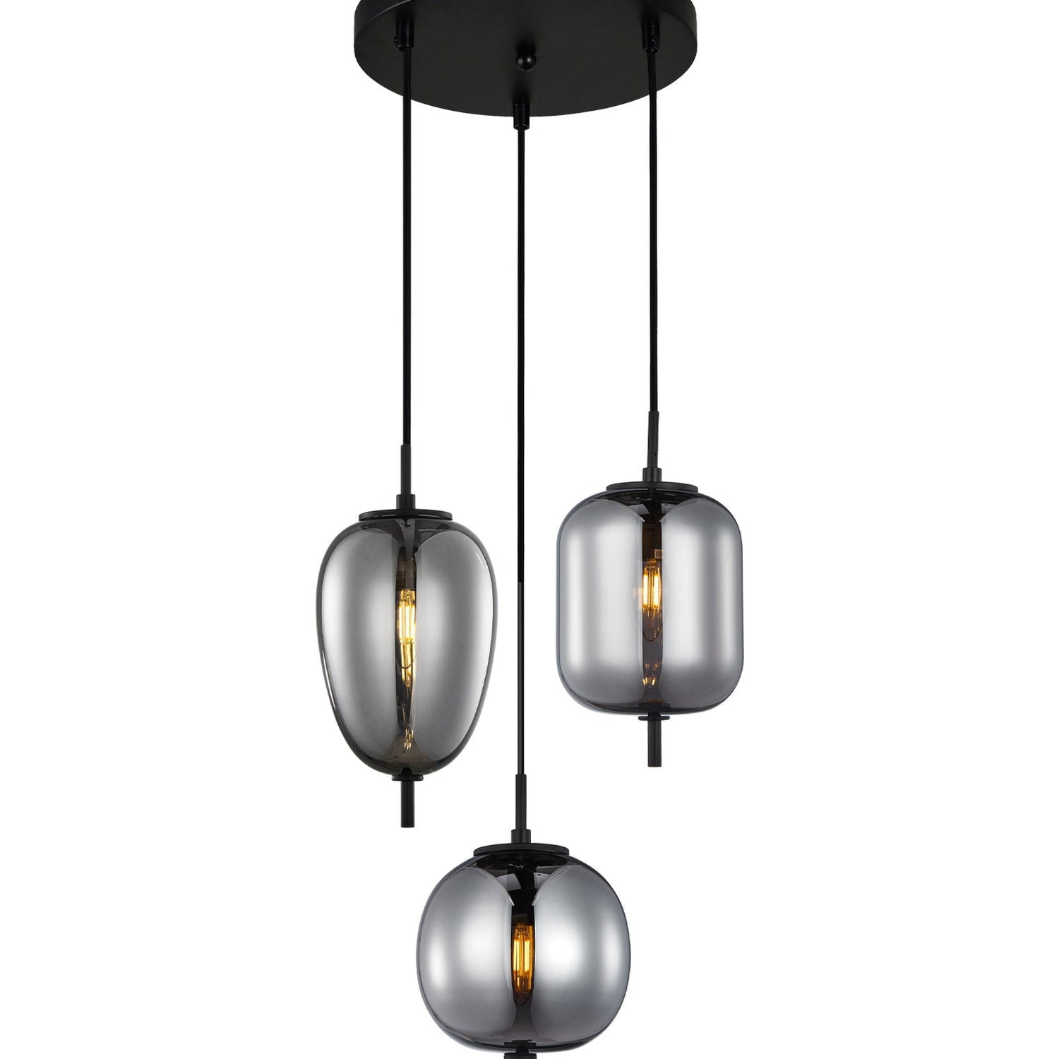 PINO: Interior Opal Matte / Smokey Black Mirror Finish Multiple Pendant Lights
