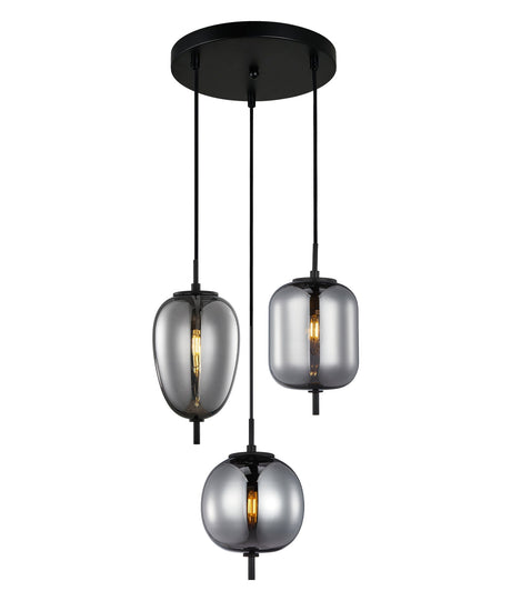 PINO: Interior Opal Matte / Smokey Black Mirror Finish Multiple Pendant Lights