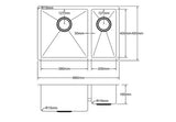POS Double Bowl Handmade Stainless Steel Sink 660x450x200mm