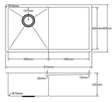 POS Stainless Steel Kitchen Sink 810x450x220