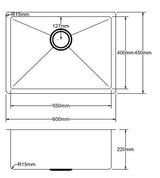 POS Stainless Steel Kitchen Sink 600x450x220
