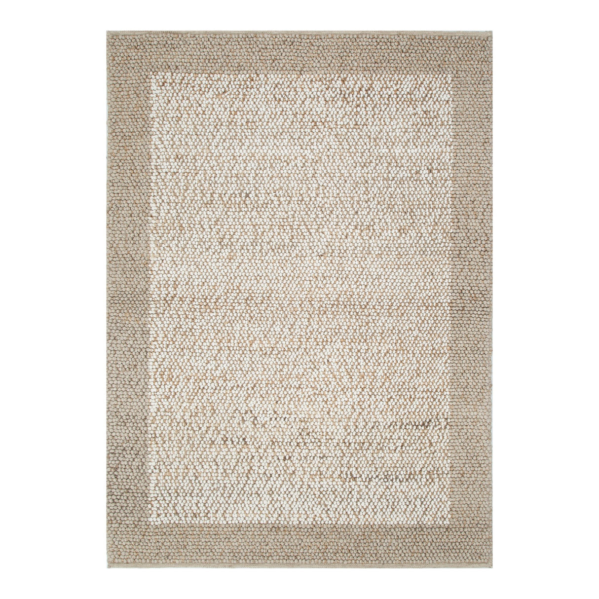 Eco Weave Plain Border Cream Beige Jute and Wool Rug