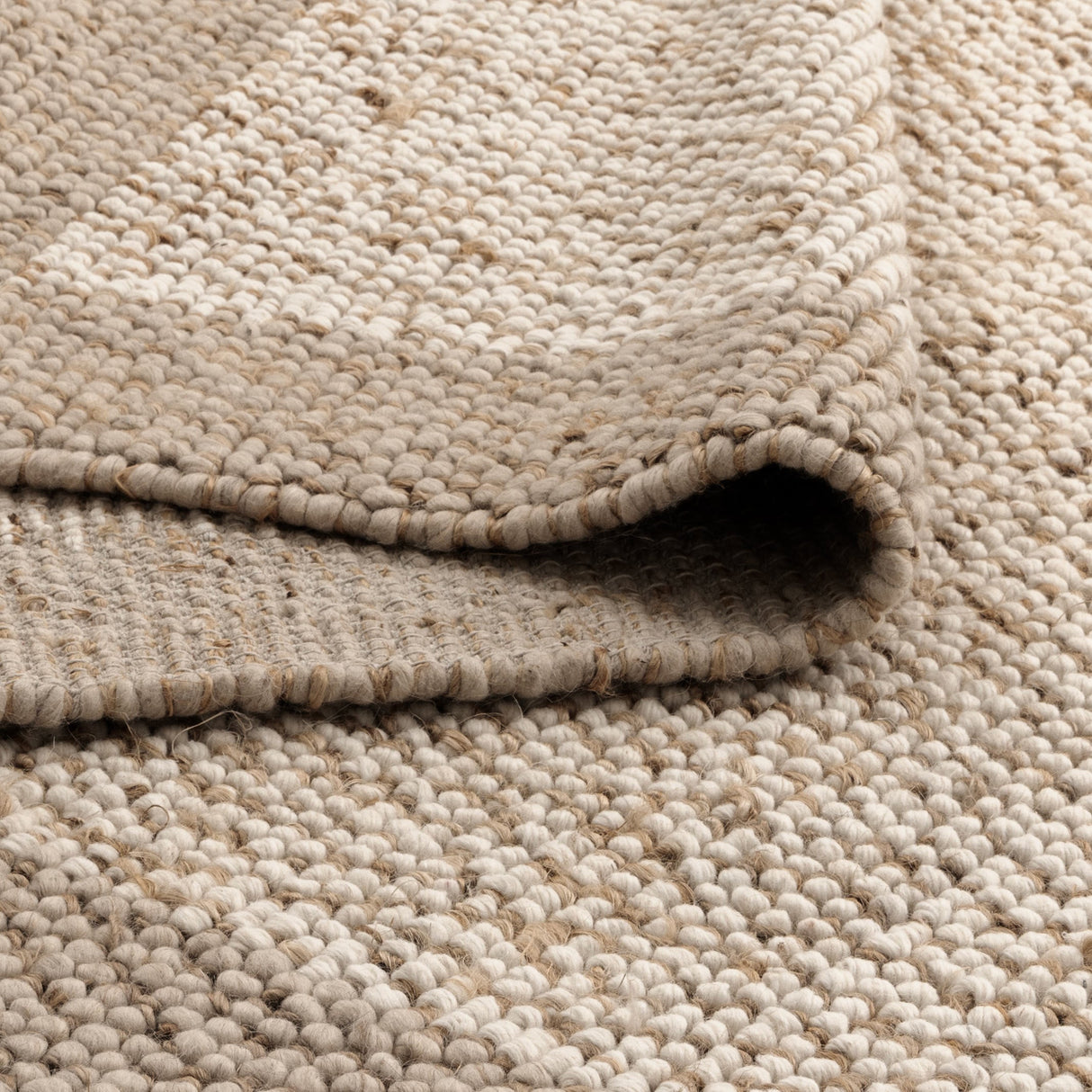 Eco Weave Plain Border Cream Beige Jute and Wool Rug