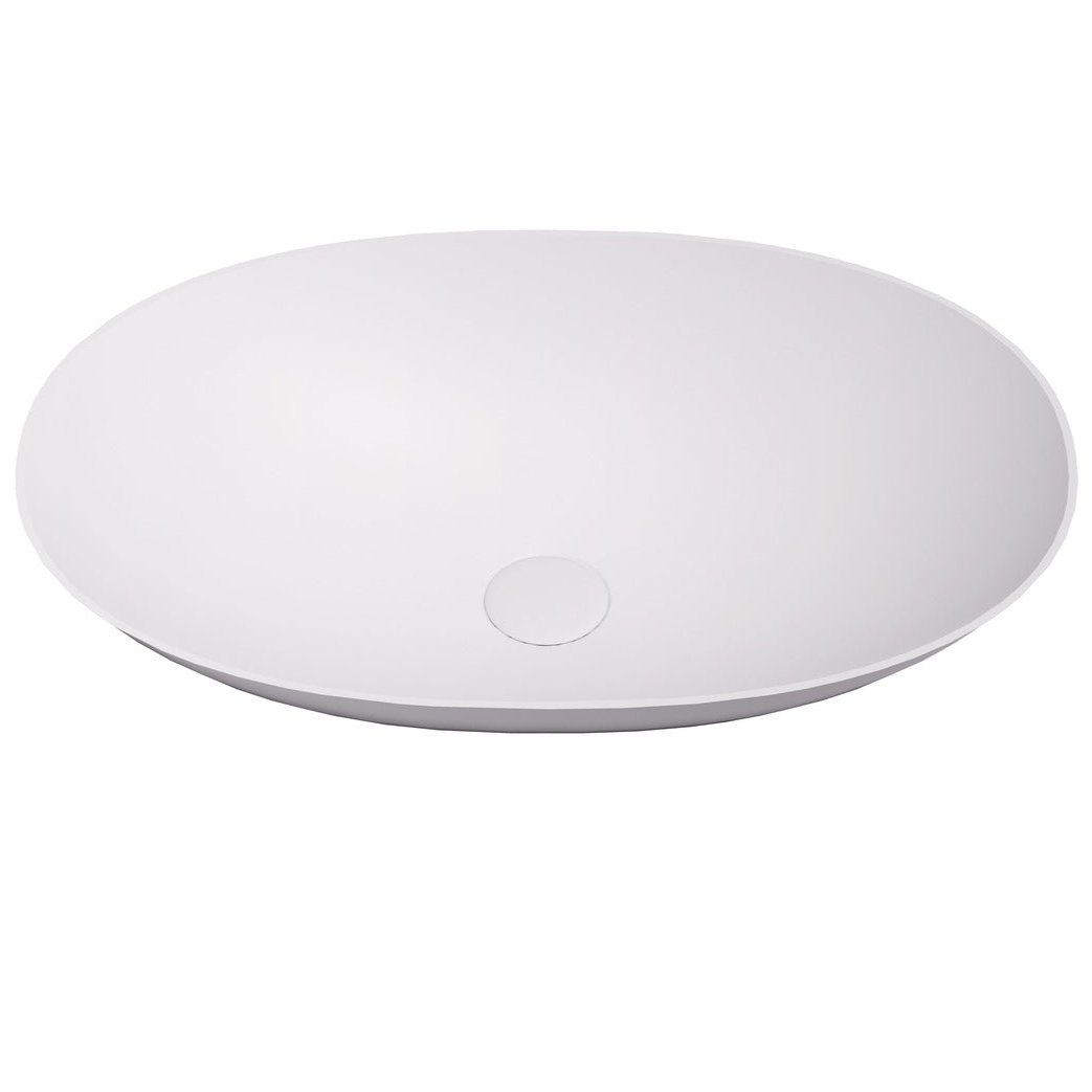 POSEIDON Kirkby Matte White Stone Solid Surface Stone Basin (Oval: 580x380x140mm)