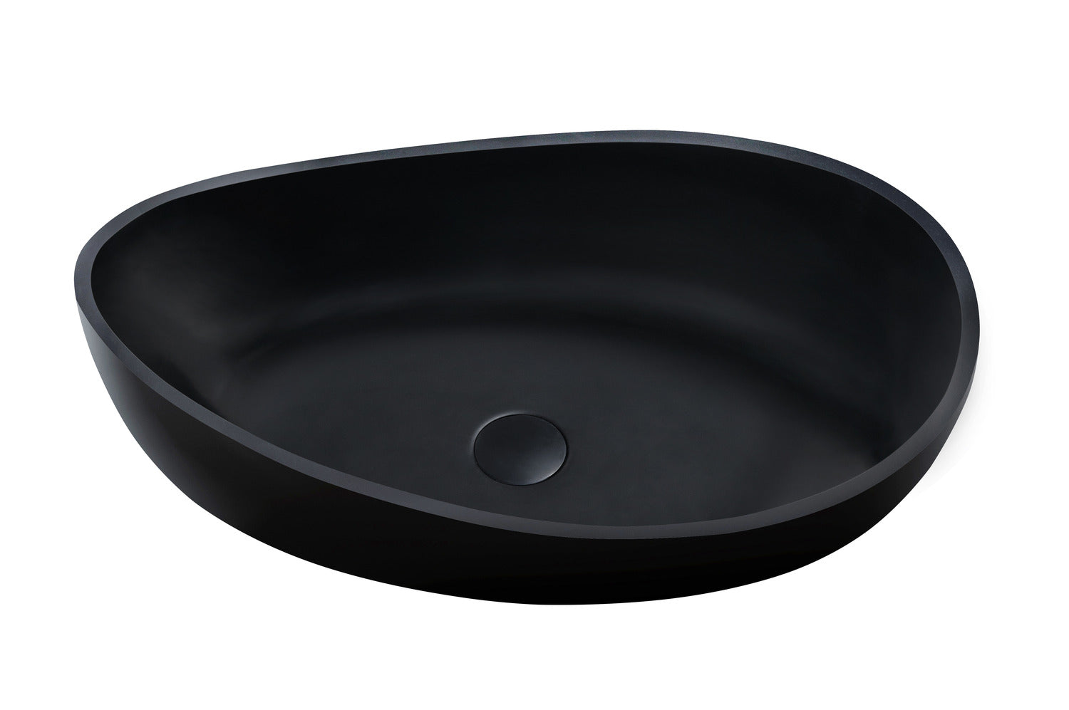 POSEIDON Waverly Matte Black Solid Surface Stone Basin (Oval: 600x370x190mm)