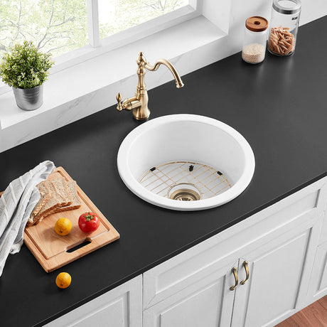 POS Camden Gloss White Fireclay Undermount Kitchen Sink 470x228mm-1