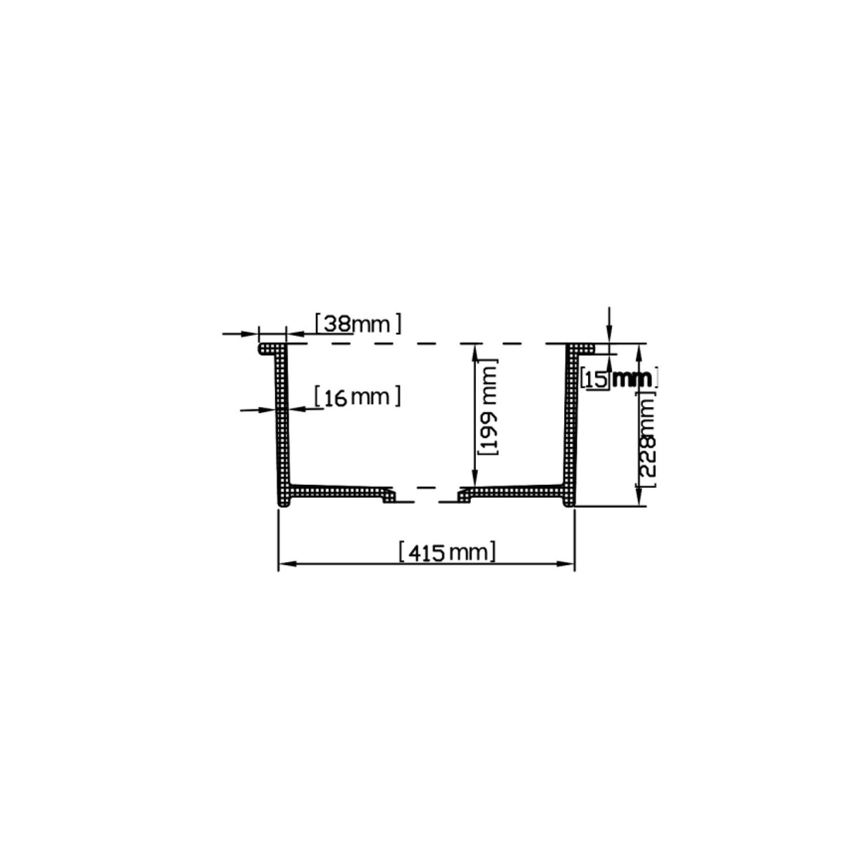 POS Camden Gloss White Fireclay Undermount Kitchen Sink 470x228mm-drawing-1