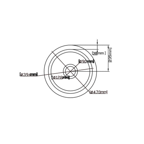 POS Camden Gloss White Fireclay Undermount Kitchen Sink 470x228mm-drawing