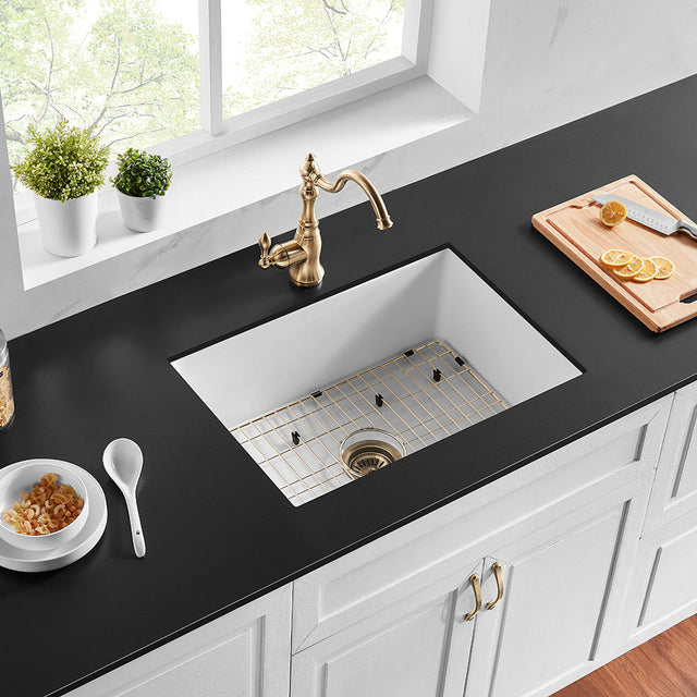 POS Camden Gloss White Fireclay Undermount Kitchen Sink 677x470x254mm
