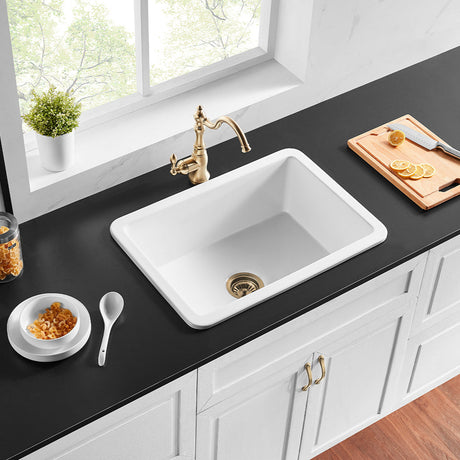 POS Camden Gloss White Fireclay Undermount Kitchen Sink 810x480x254mm-2