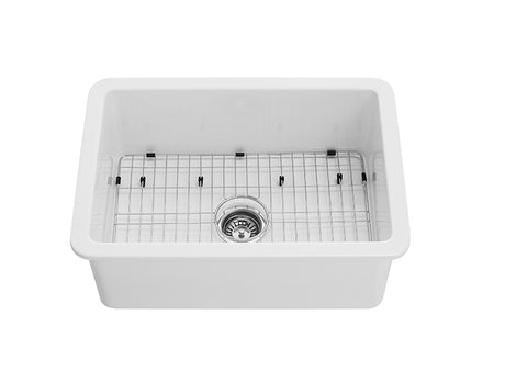 POS Camden Gloss White Fireclay Undermount Kitchen Sink 810x480x254mm-3