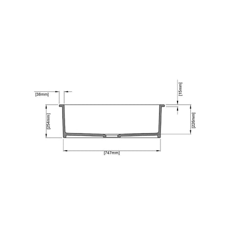 POS Camden Gloss White Fireclay Undermount Kitchen Sink 810x480x254mm-drawing-2