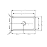 POS Camden Gloss White Fireclay Undermount Kitchen Sink 810x480x254mm-drawing