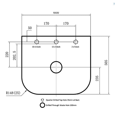 POS Curved Stone 600mm-drawing
